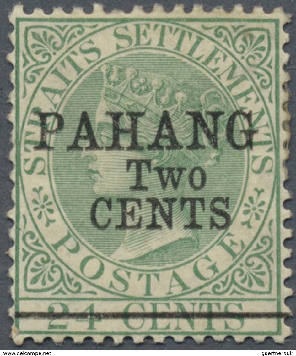 * Malaiische Staaten - Pahang: 1891, Straits Settlements QV 24c. Green With Black Opt. 'PAHANG / Two / - Pahang