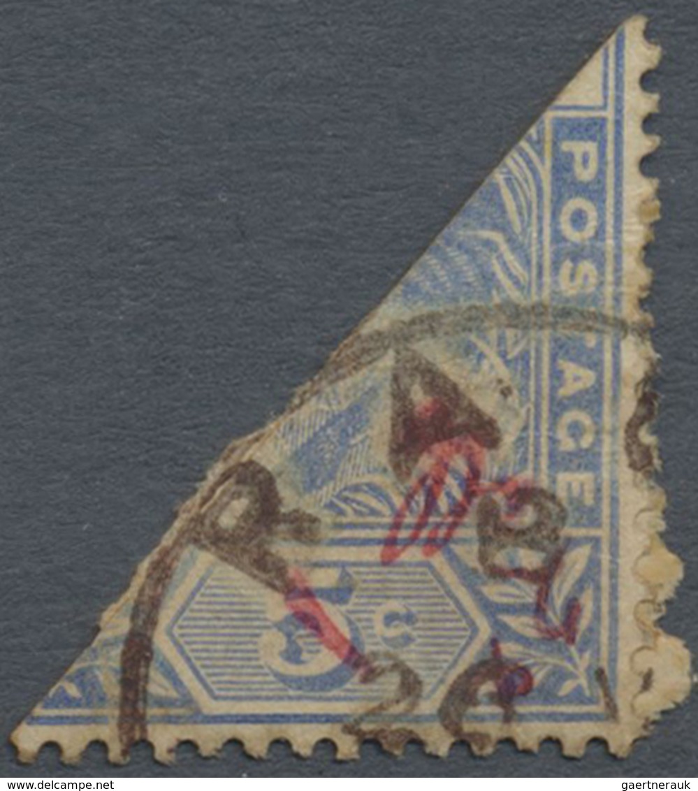 Brfst Malaiische Staaten - Pahang: 1897 "2c" In Black On 5c. Blue Bisected, Initialled "J.F.O." In Red, Ca - Pahang