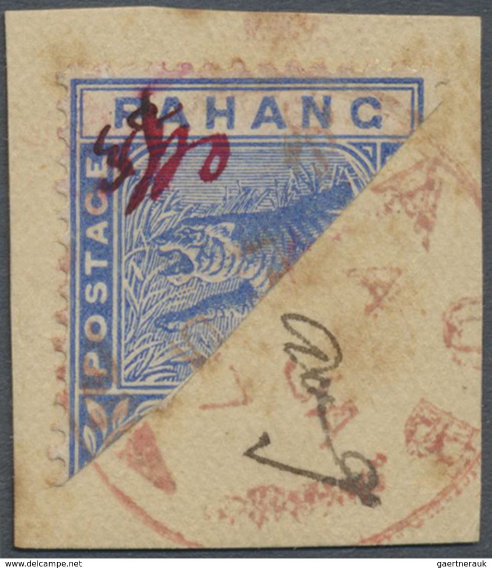 Brfst Malaiische Staaten - Pahang: 1897 3c. On Half Of 5c. Blue, Initialled "JFO" And New Value Both In Re - Pahang