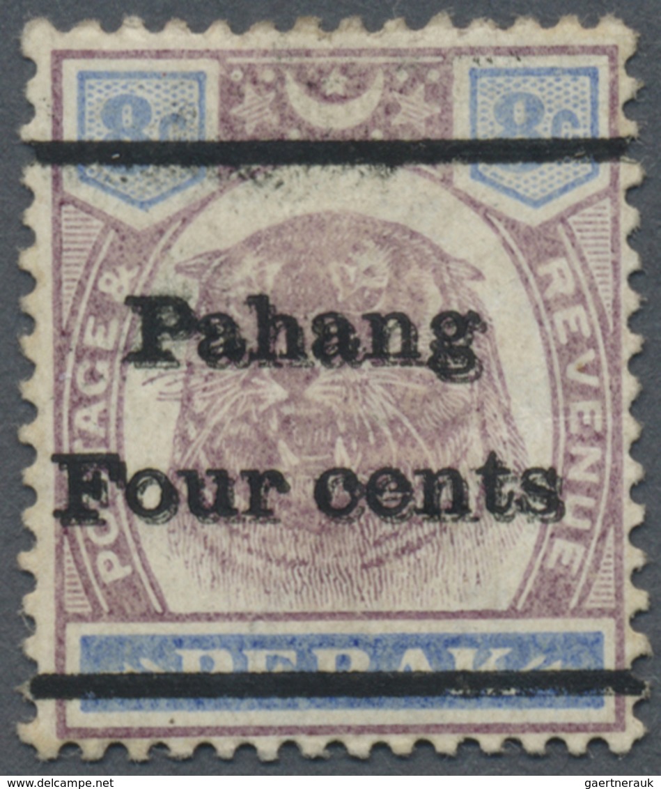 * Malaiische Staaten - Pahang: 1899, Perak Tiger Head Stamp 8c. Purple/ultramarine With Black DOUBLE O - Pahang