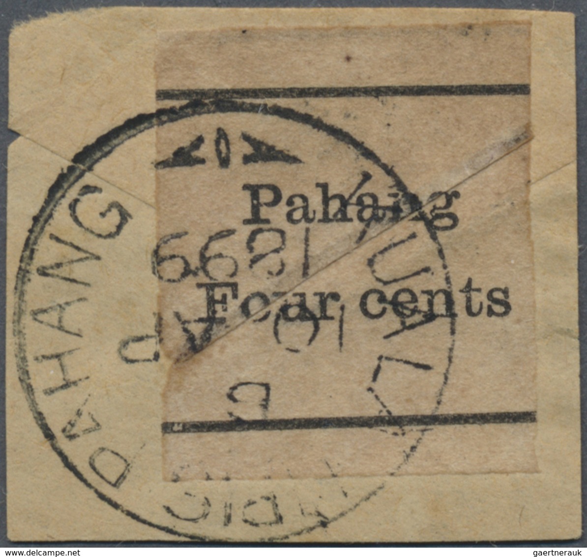 Brfst Malaiische Staaten - Pahang: 1899, Plain Paper Piece Issued For Postage With Black Printed 'Pahang / - Pahang