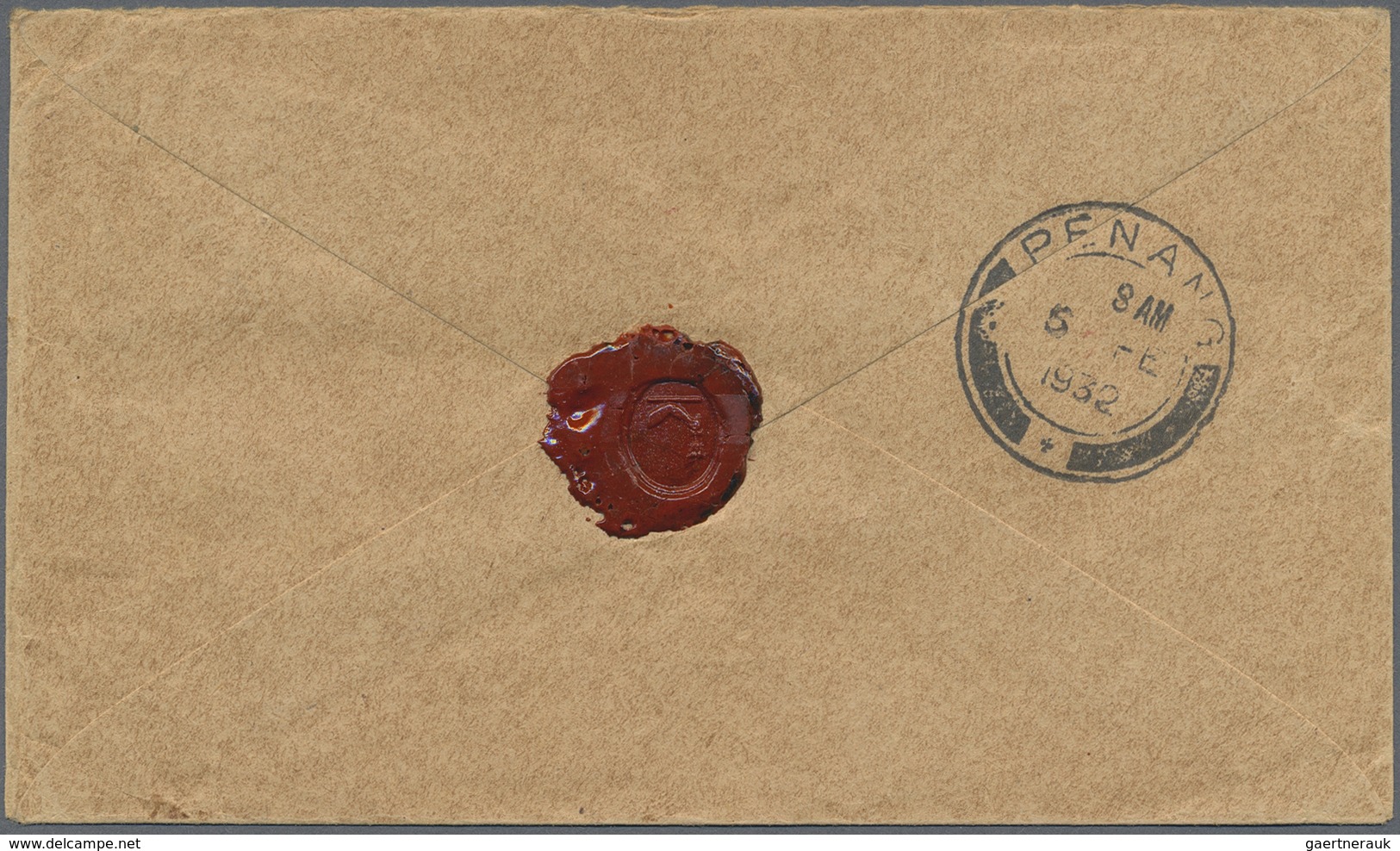 Br Malaiische Staaten - Pahang: 1932 Airmail Cover From RAUB To New Brunswick, Canada By Alor Star-Amst - Pahang