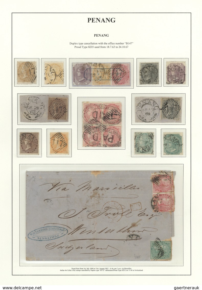 O/Brfst/Br Malaiische Staaten - Penang: 1863-67: Group Of 20 Indian QV Stamps Used In Penang And Cancelled By T - Penang