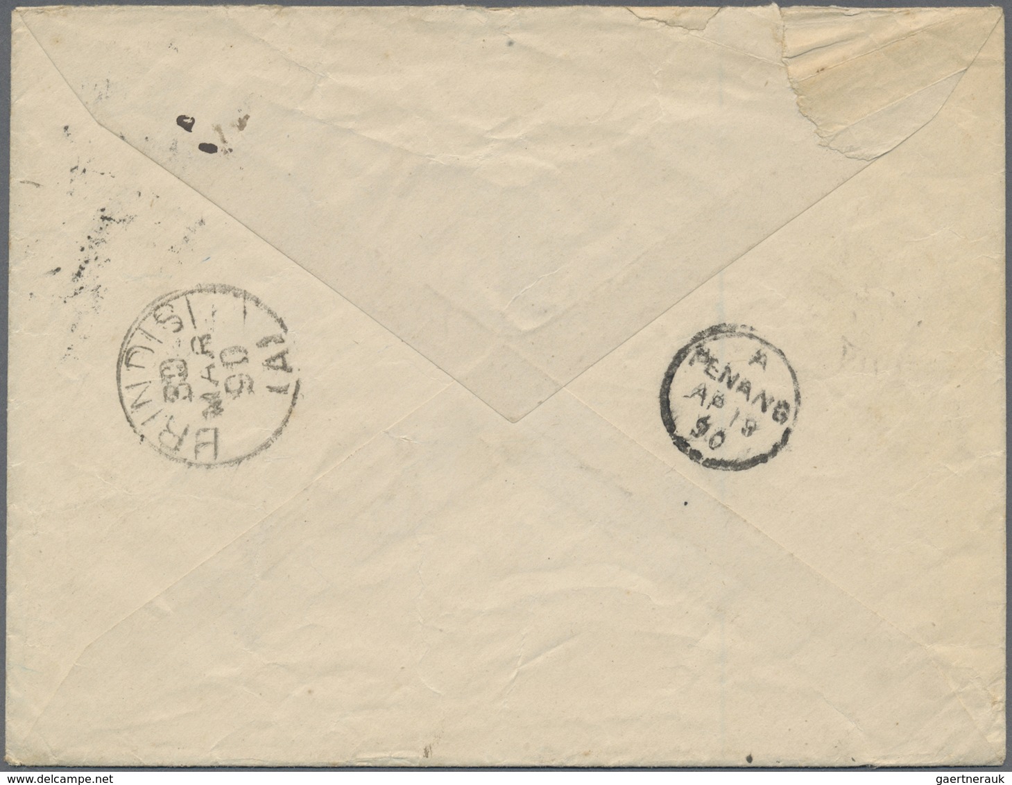 Br Malaiische Staaten - Penang: 1890, Incoming Mail From Netherlands To Officer Aboard Dutch Warship "B - Penang