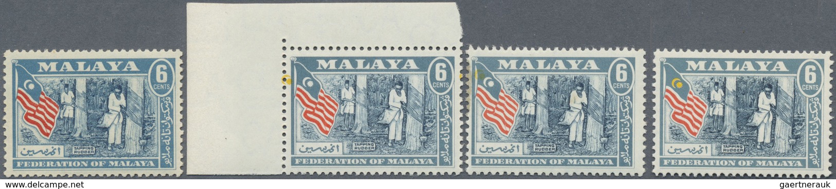 ** Malaiischer Bund: 1957, Tapping Rubber 6c. With YELLOW OMITTED (star And Crescent) And Two Other Sta - Federation Of Malaya