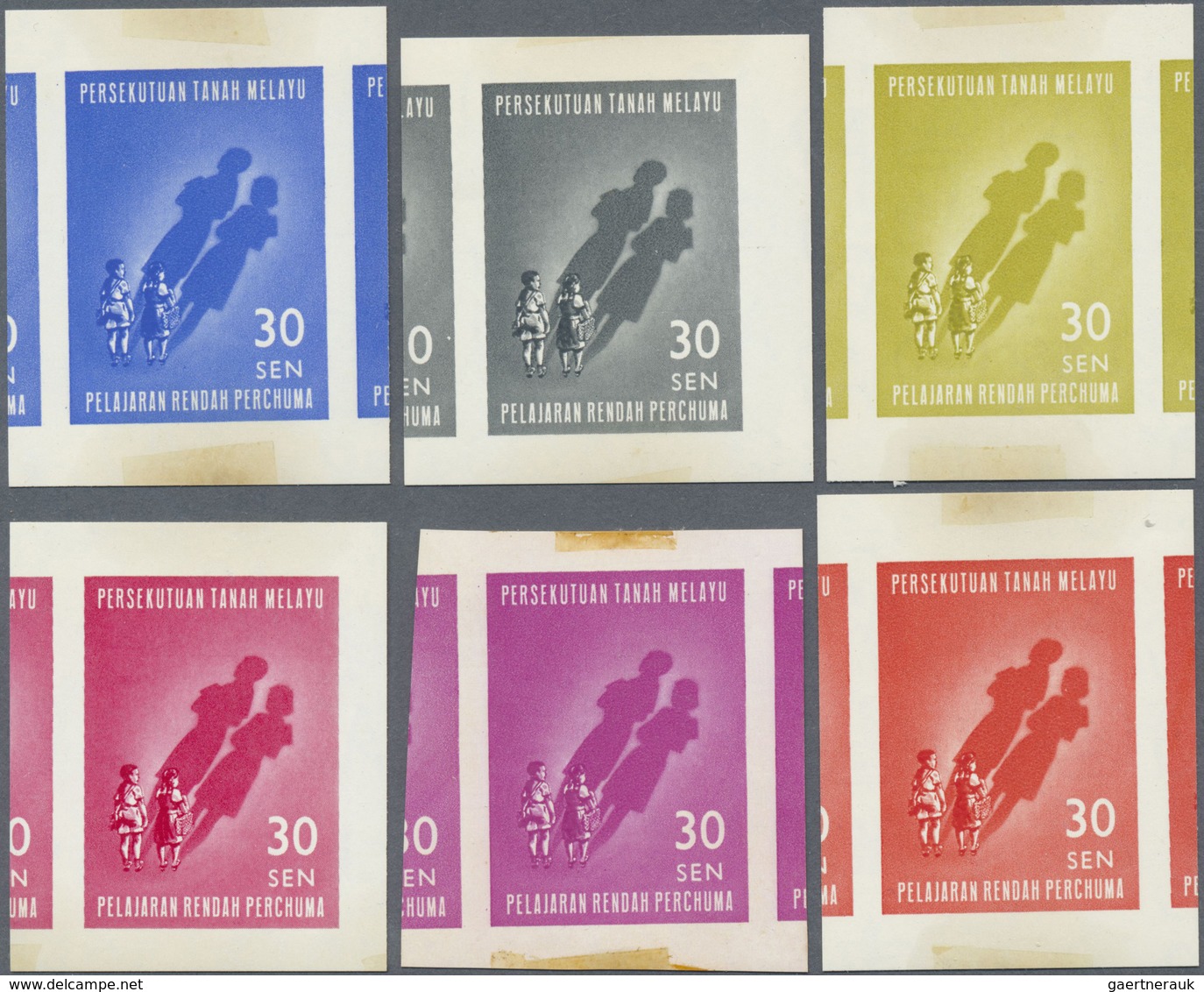 ** Malaiischer Bund: 1961, Introduction Of Free Primary Education 11 Different Imperforate COLOUR TRIAL - Federation Of Malaya