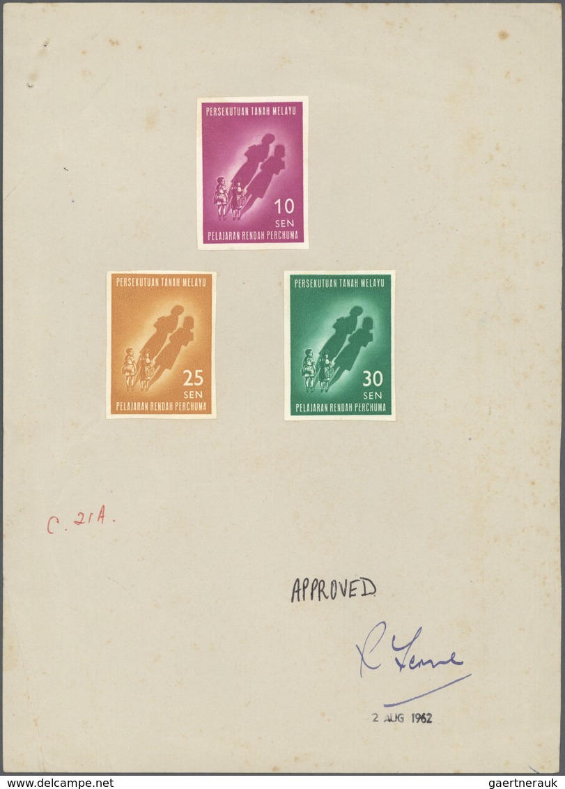 (*) Malaiischer Bund: 1961, Introduction Of Free Primary Education Set Of Three In Imperforate COLOUR PR - Federation Of Malaya