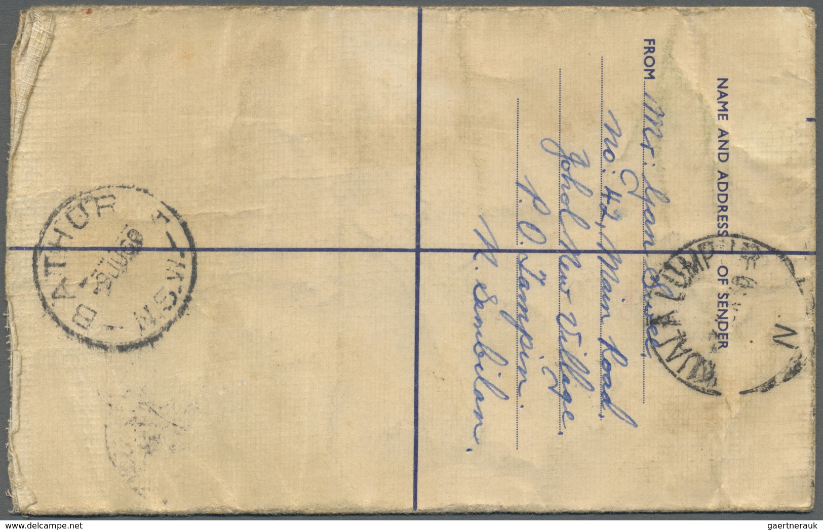 GA Malaysia: 1957/1960: Two Postal Staionery Envelopes Used To AUSTRALIA, With 1) 10c. Envelope Uprated - Malaysia (1964-...)