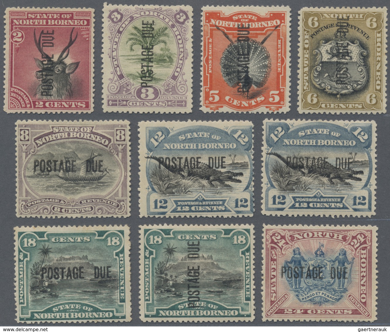 * Nordborneo - Portomarken: 1895/1897, Pictorial Definitives Optd. 'POSTAGE DUE' Simplified Set Of Ten - Noord Borneo (...-1963)