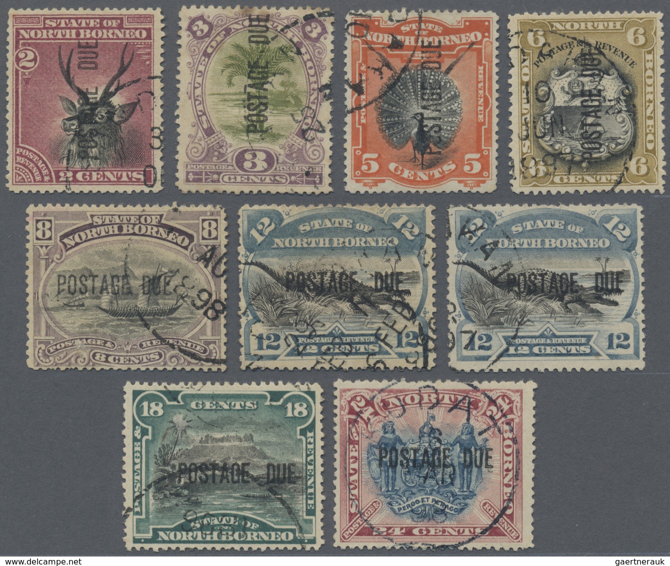 O Nordborneo - Portomarken: 1895/1897, Pictorial Definitives Optd. 'POSTAGE DUE' Simplified Set Of Nin - North Borneo (...-1963)