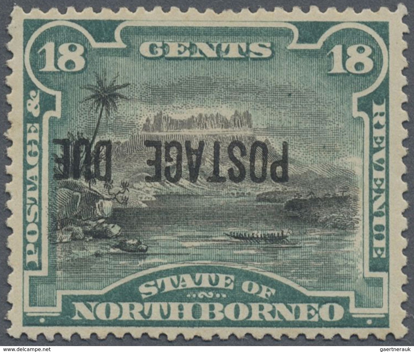 * Nordborneo - Portomarken: 1895-97 Postage Due 18c. Black And Deep Green, Variety "Overprint Inverted - Noord Borneo (...-1963)