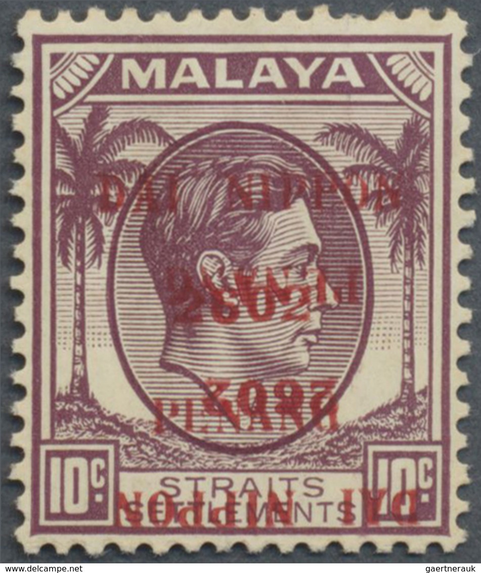 ** Malaiische Staaten - Penang: Japanese Occupation, 1942, "Dai Nippon 2602 Penang", 10 C. Ovpt. Double - Penang