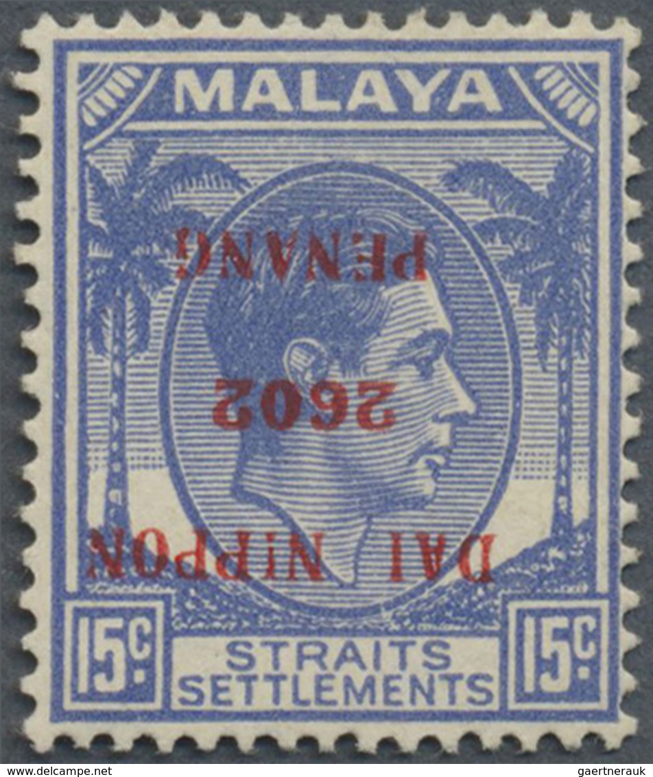 ** Malaiische Staaten - Penang: Japanese Occupation, 1942, "Dai Nippon 2602 Penang", 15 C. Ovpt. Double - Penang
