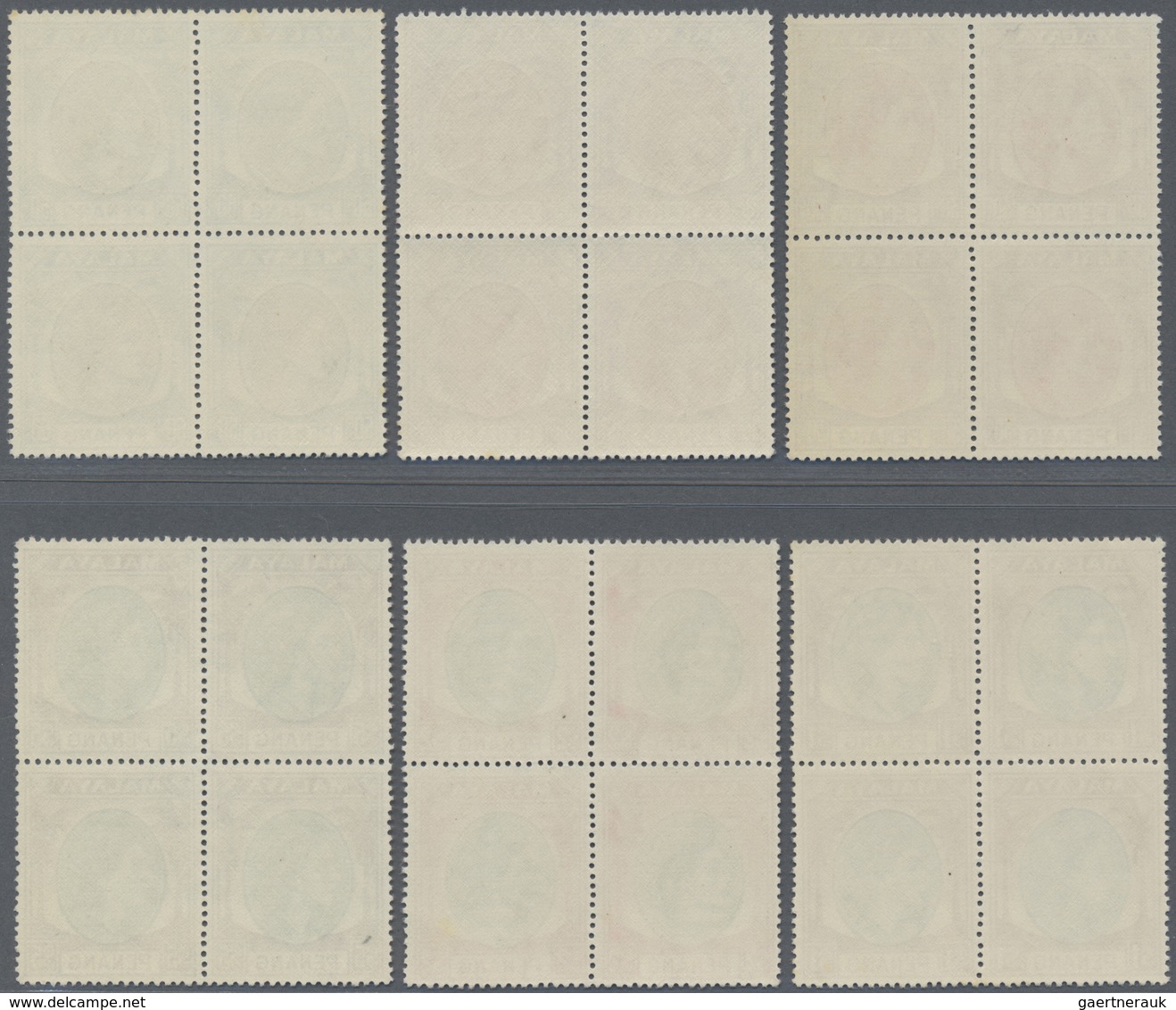 ** Malaiische Staaten - Penang: 1954/1957, QEII Definitives Complete Set Of 16 And Additional Shades Of - Penang
