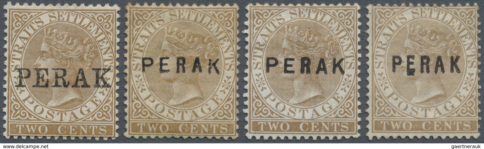 * Malaiische Staaten - Perak: 1880/1881, Straits Settlements QV 2c. Brown Wmkd. Crown CC Four Stamps W - Perak