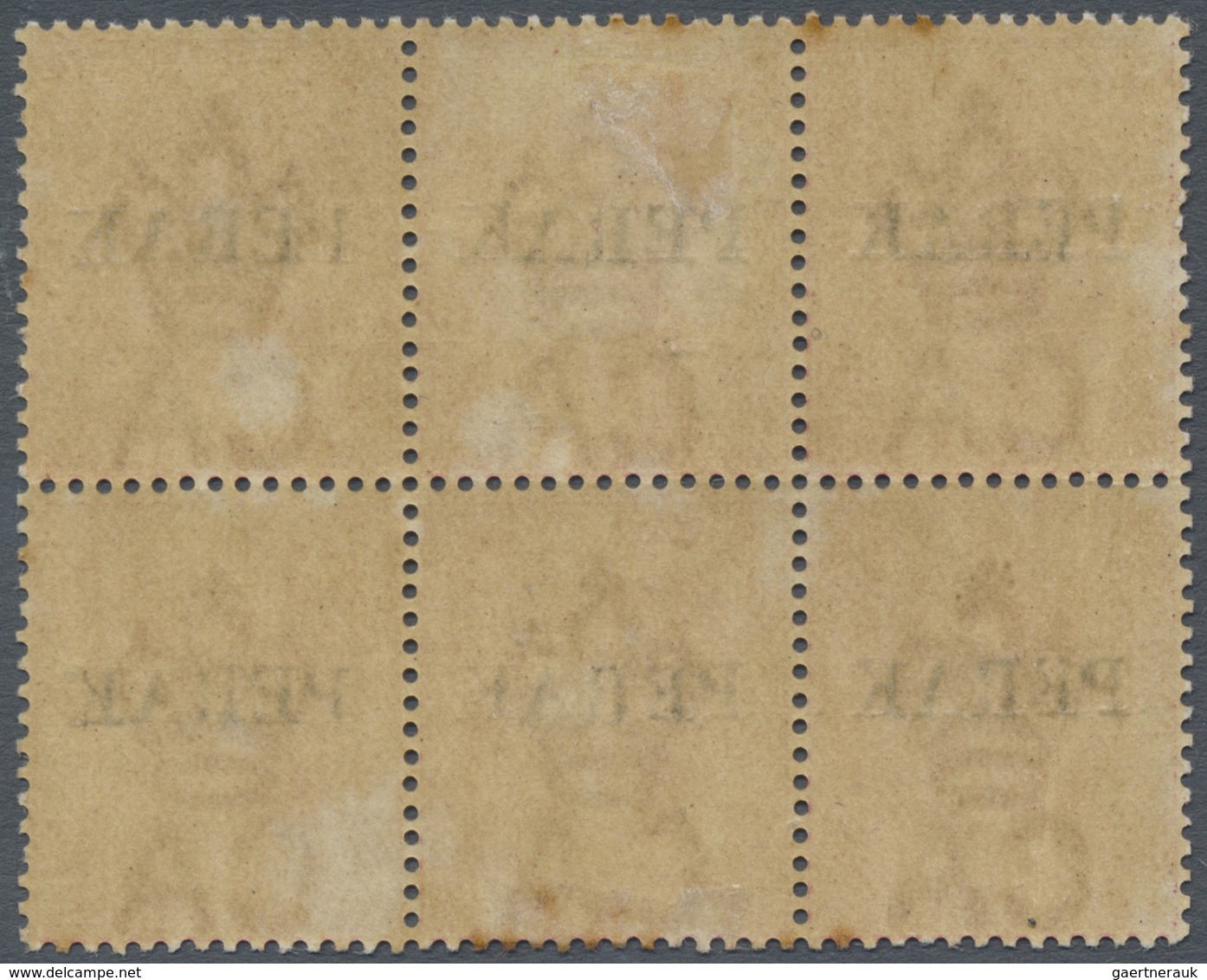 **/* Malaiische Staaten - Perak: 1884-91 2c. Pale Rose, Wmk Crown CA, Block Of Six Optd. "PERAK", Stamps - Perak