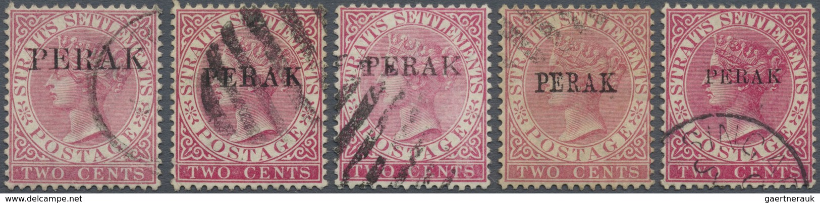 O Malaiische Staaten - Perak: 1884/1890, Straits Settlements QV 2c. Pale Or Bright Rose Wmkd. Crown CA - Perak