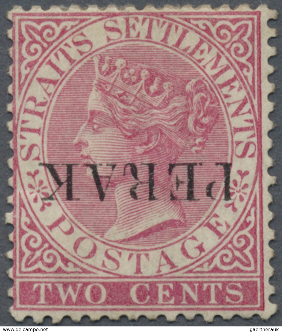 * Malaiische Staaten - Perak: 1884, Straits Settlements QV 2c. Pale Rose Wmkd. Crown CA With INVERTED - Perak