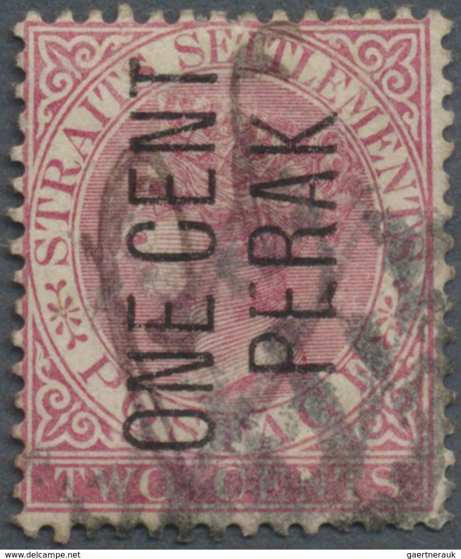 O Malaiische Staaten - Perak: 1886 1c. On 2c. Pale Rose Overprinted Vertically "ONE CENT/PERAK" W/o St - Perak