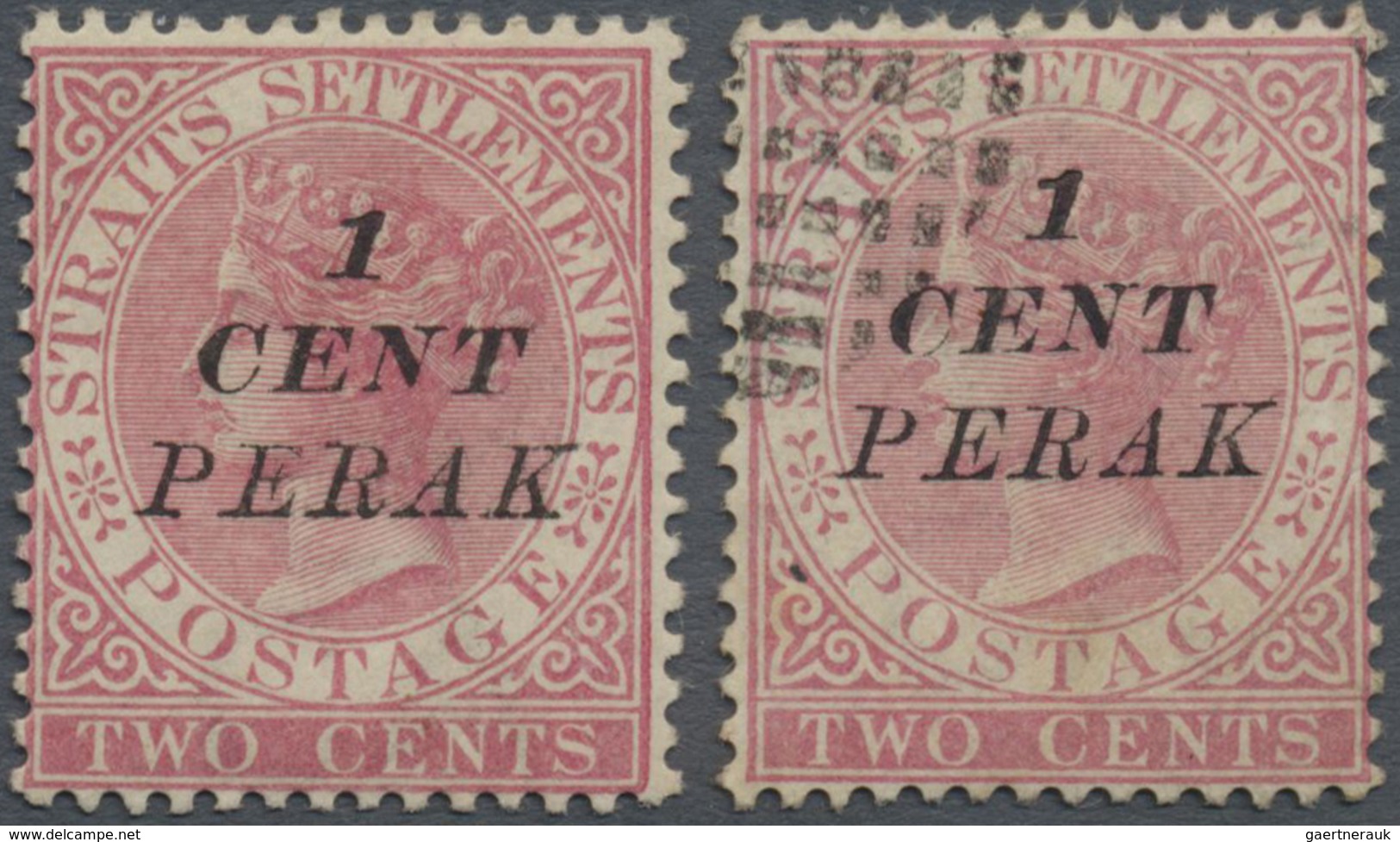 */O Malaiische Staaten - Perak: 1886, Straits Settlements QV 2c. Pale Rose Wmkd. Crown CA With Black Opt - Perak