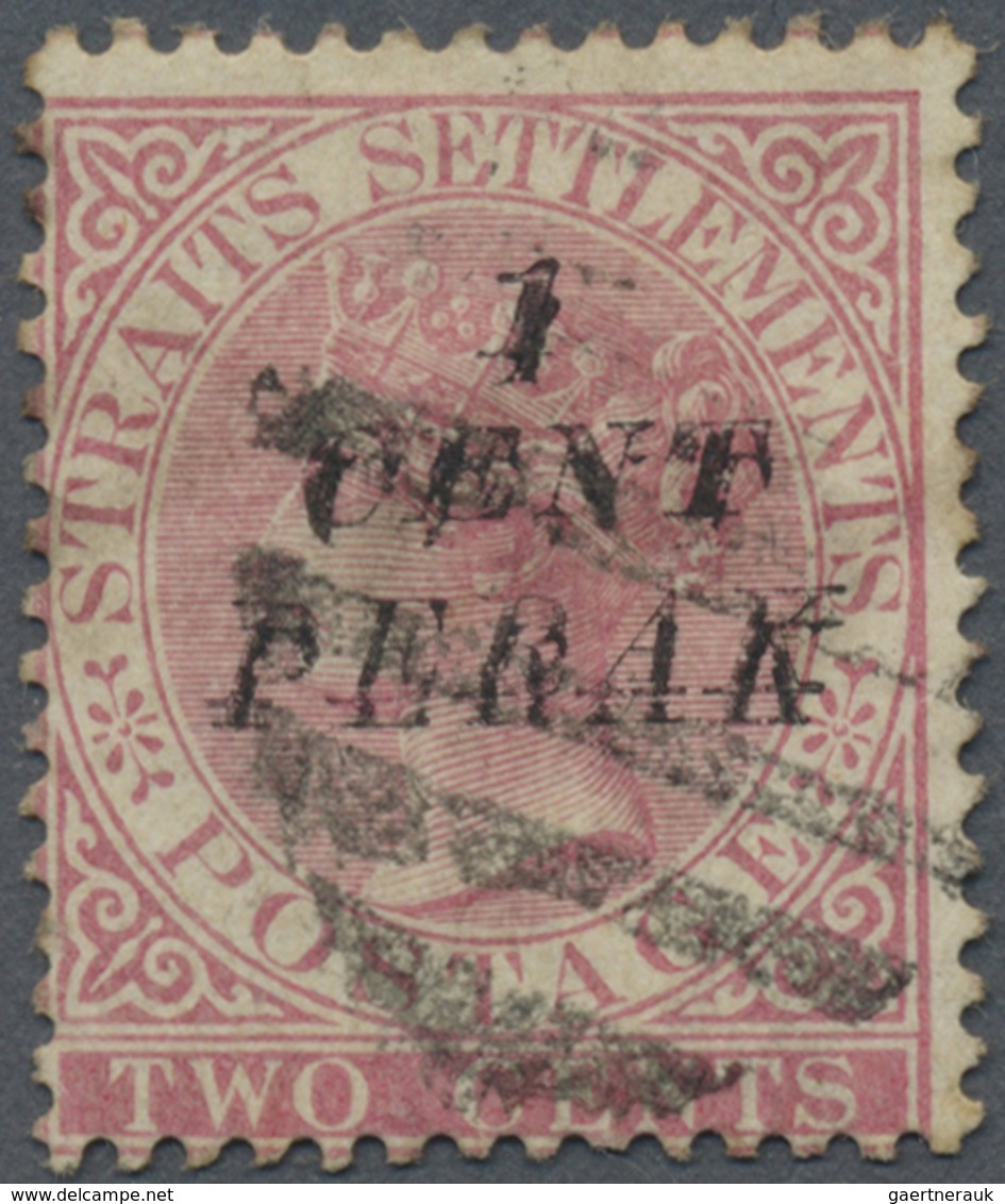 O Malaiische Staaten - Perak: 1886, Straits Settlements QV 2c. Pale Rose Wmkd. Crown CA With Black DOU - Perak