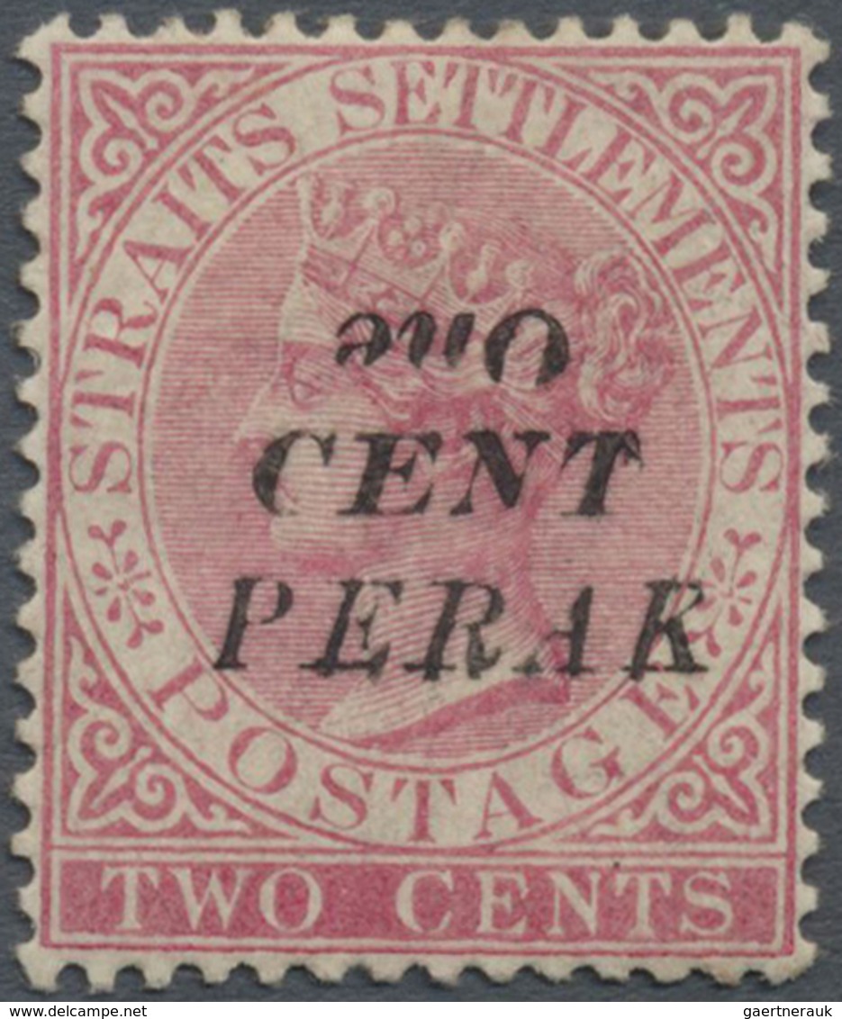 * Malaiische Staaten - Perak: 1886 1c. On 2c. Pale Rose, Surcharge Variety "One" INVERTED, Mounted Min - Perak