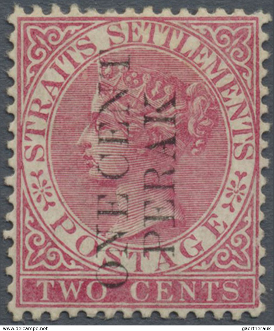 * Malaiische Staaten - Perak: 1887 1c. On 2c. Pale Rose, Overprinted Vertically "ONE CENT/PERAK" In BL - Perak