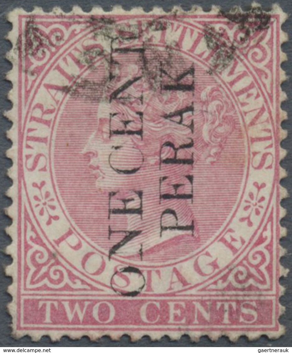 O Malaiische Staaten - Perak: 1887 1c. On 2c. Pale Rose, Overprinted Vertically "ONE CENT/PERAK" In BL - Perak