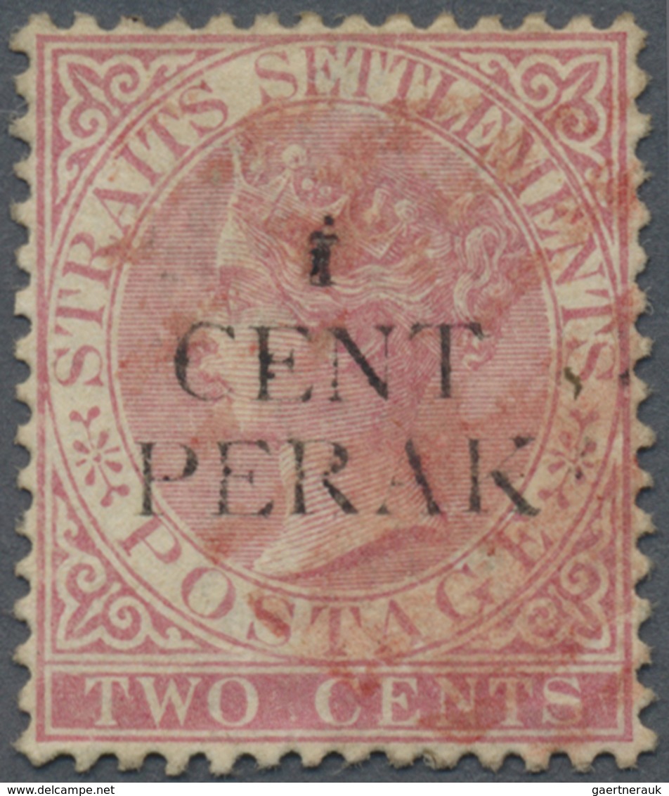 O Malaiische Staaten - Perak: 1887, Straits Settlements QV 2c. Pale Rose Wmkd. Crown CA With Black Opt - Perak