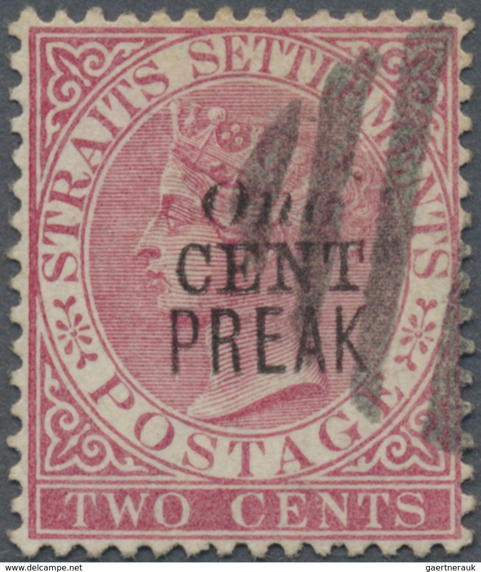 O Malaiische Staaten - Perak: 1889, Straits Settlements QV 2c. Pale Rose Wmkd. Crown CA With Black Opt - Perak