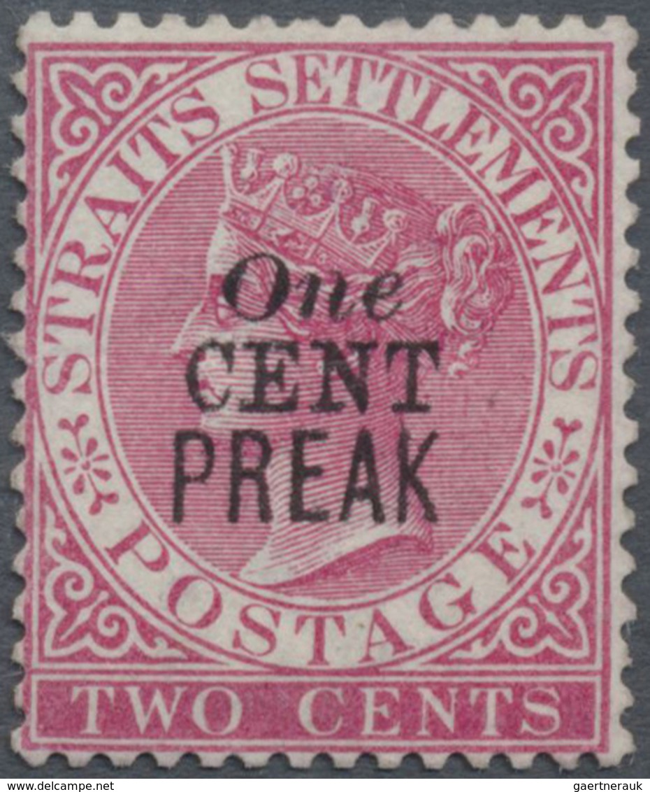 (*) Malaiische Staaten - Perak: 1887-89 1c. On 2c. Bright Rose, With Overprint Error "PREAK" For PERAK, - Perak