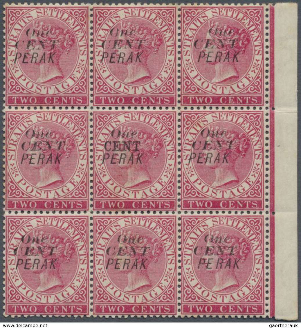 ** Malaiische Staaten - Perak: 1887-89 2c. Bright Rose Overprinted "One/CENT/PERAK" In Type 35 As Cente - Perak