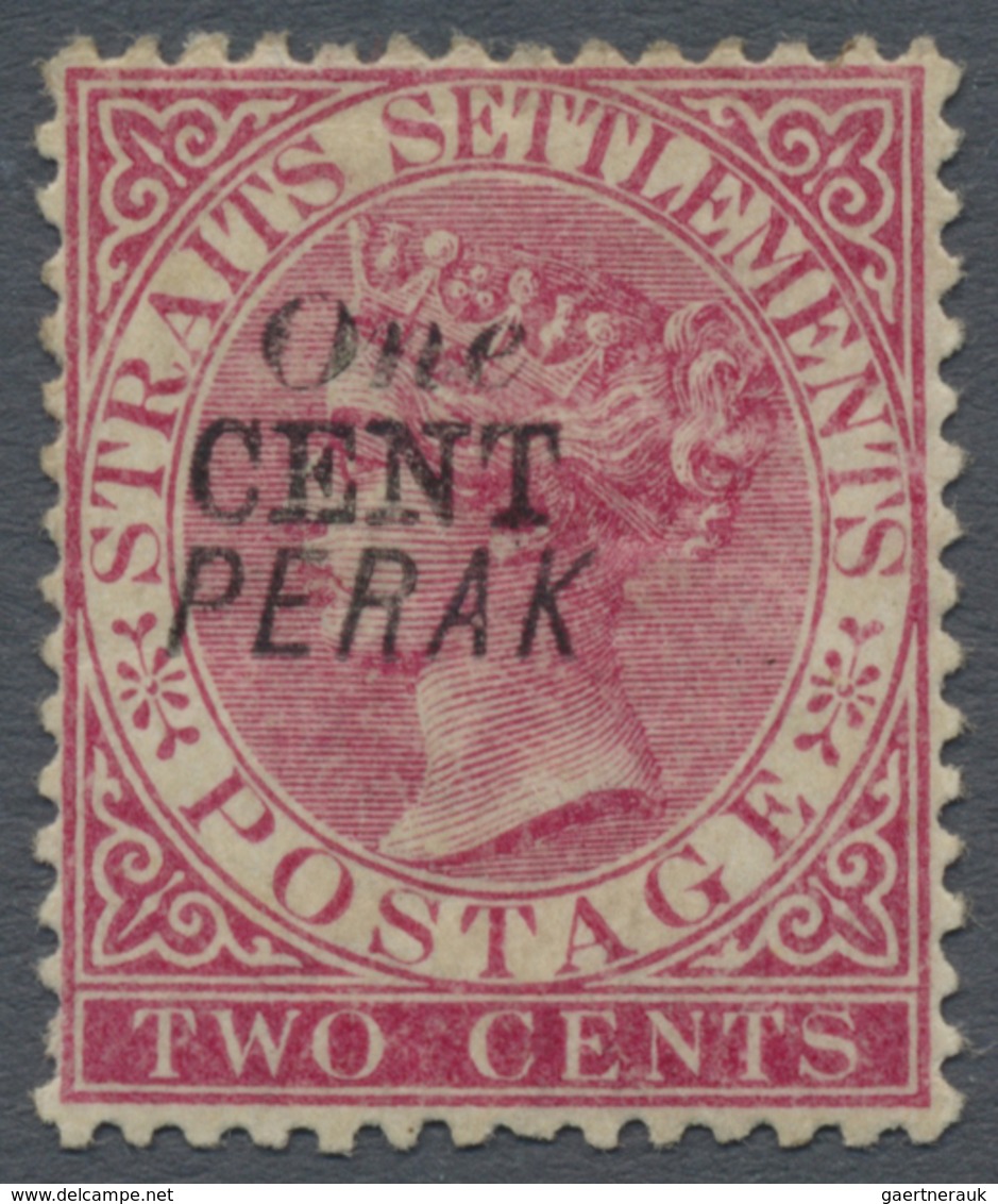 * Malaiische Staaten - Perak: 1887-89 1c. On 2c. Rose, Optd. Type 35, Mounted Mint With Large Part Ori - Perak