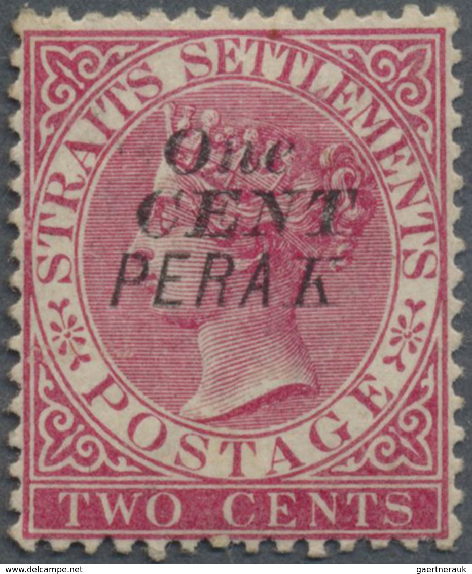 * Malaiische Staaten - Perak: 1887-89 1c. On 2c. Rose, Optd. Type 36, Mounted Mint With Large Part Ori - Perak