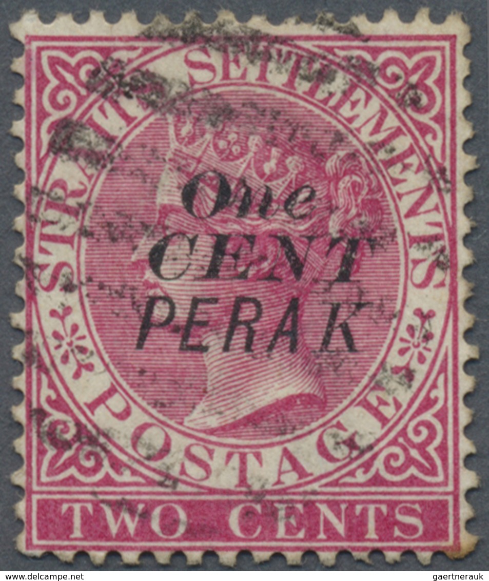 O Malaiische Staaten - Perak: 1889, Straits Settlements QV 2c. Bright Rose Wmkd. Crown CA With Black O - Perak