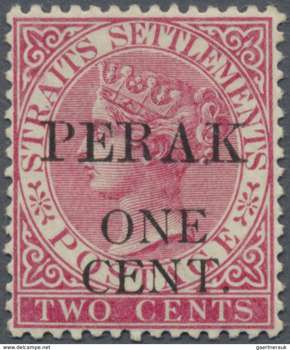* Malaiische Staaten - Perak: 1889, Straits Settlements QV 2c. Bright Rose Wmkd. Crown CA With Opt. 'P - Perak