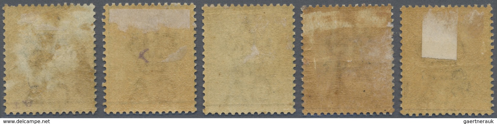 * Malaiische Staaten - Perak: 1891, Straits Settlements QV 24c. Green Wmkd. Crown CA Five Stamps With - Perak