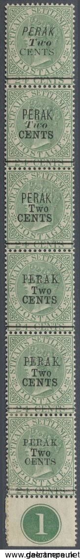 * Malaiische Staaten - Perak: 1891 2c. On 24c. Green Vertical Strip Of Six From 2nd Vertical Column Wi - Perak