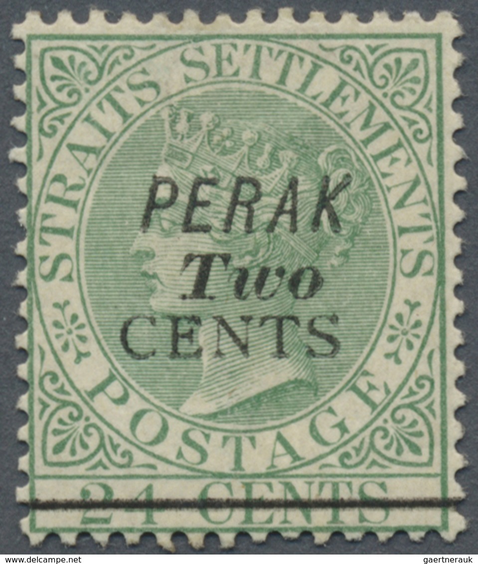 * Malaiische Staaten - Perak: 1891, Straits Settlements QV 24c. Green With INVERTED Wmk. Crown CA And - Perak