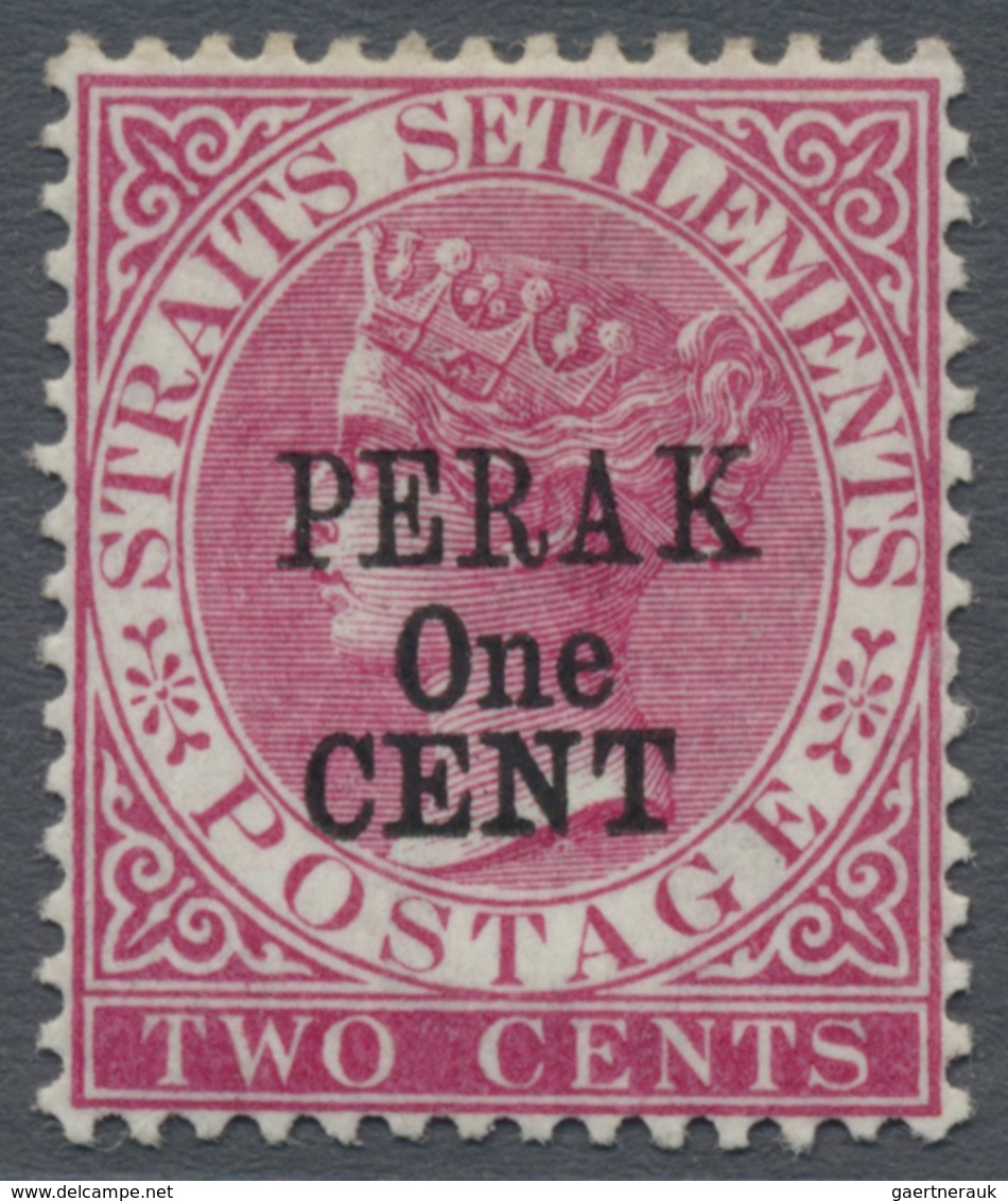 * Malaiische Staaten - Perak: 1891 1c. On 2c. Rose, Optd. Type 34 Without Bar, Mounted Mint With Large - Perak