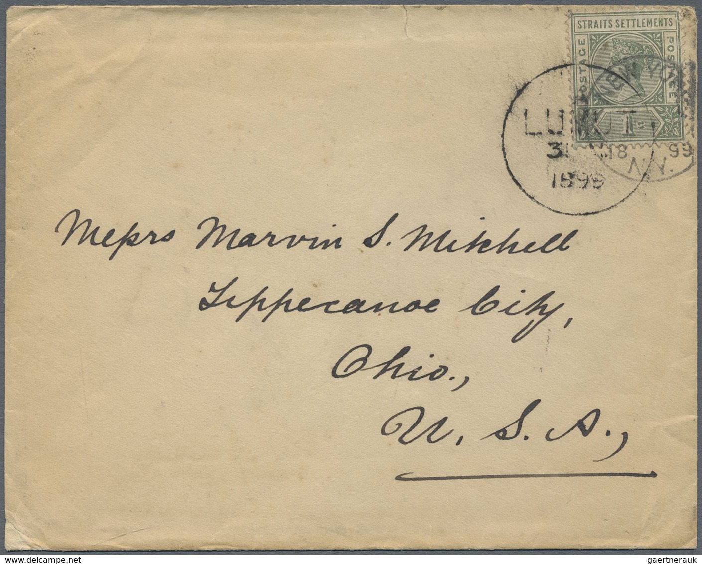 Br Malaiische Staaten - Perak: 1899 Printed Matter From LUMUT To Tippecanoe City, Ohio, USA Via New Yor - Perak