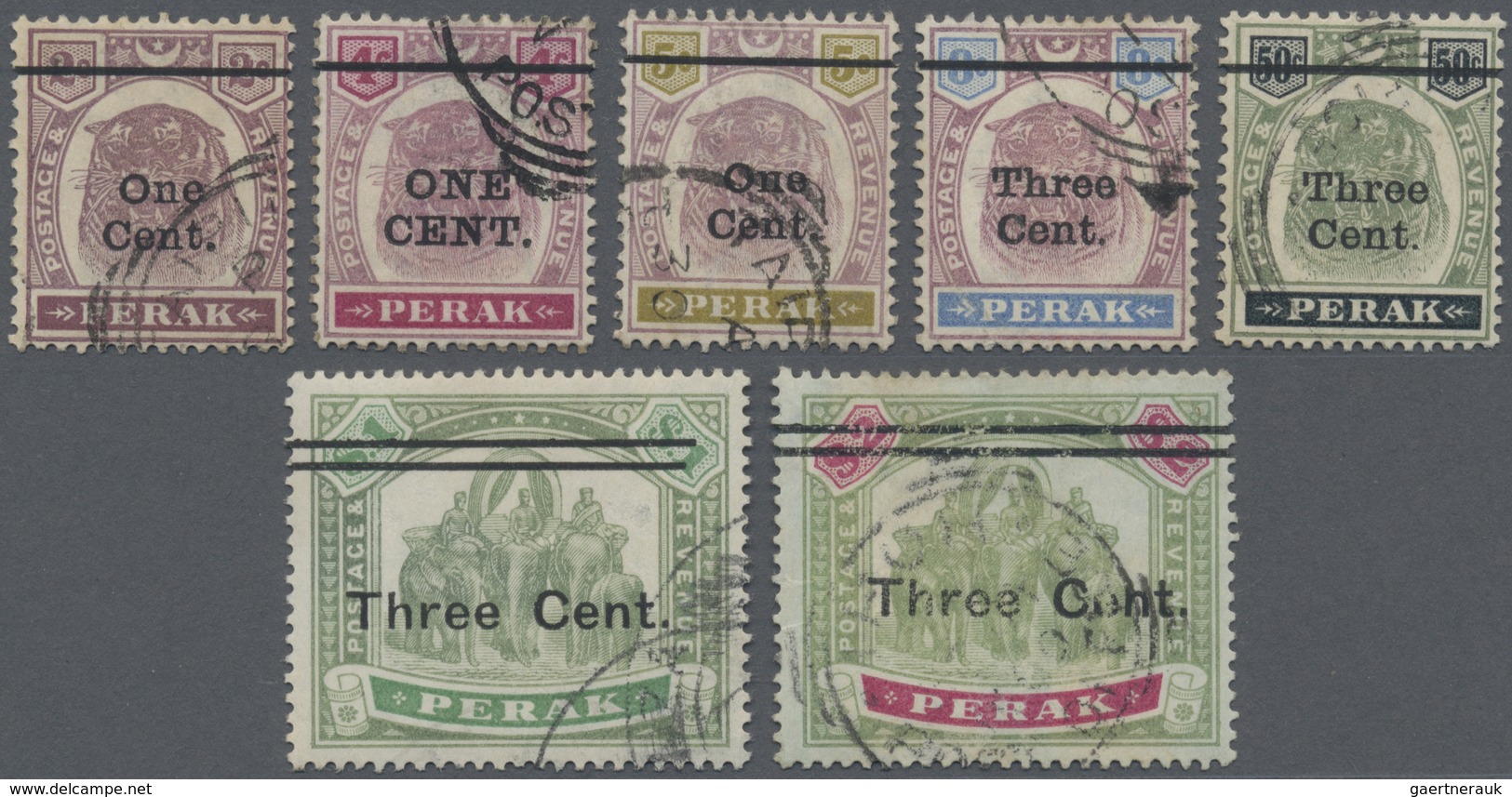 O Malaiische Staaten - Perak: 1900, Tiger Head And Elephants Definitives Complete Set Of Seven Fine Us - Perak