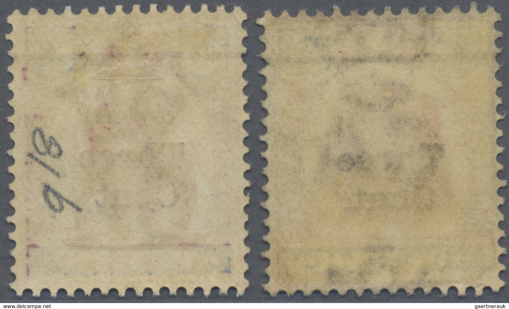 * Malaiische Staaten - Perak: 1900, Tiger Head 8c. Dull Purple And Ultramarine Surch. 'Three Cent' Two - Perak