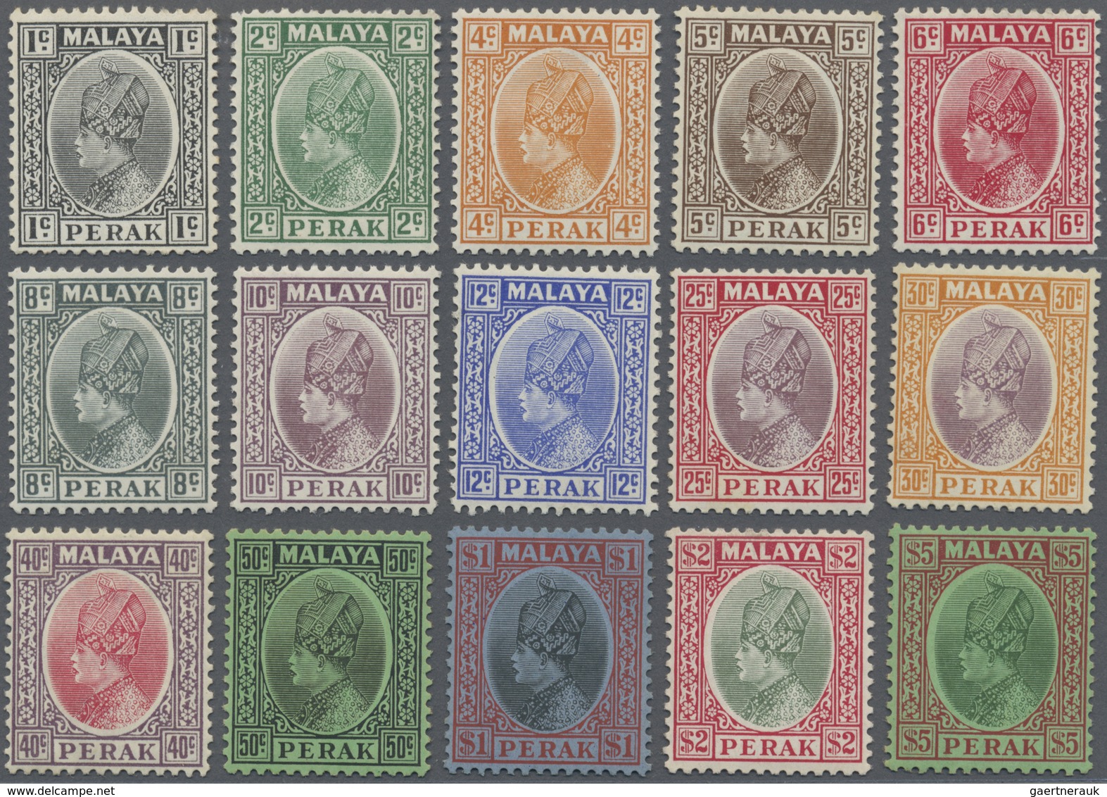 * Malaiische Staaten - Perak: 1935/1937, Sultan Iskander Definitives Complete Set Of 15, Mint Very Lig - Perak