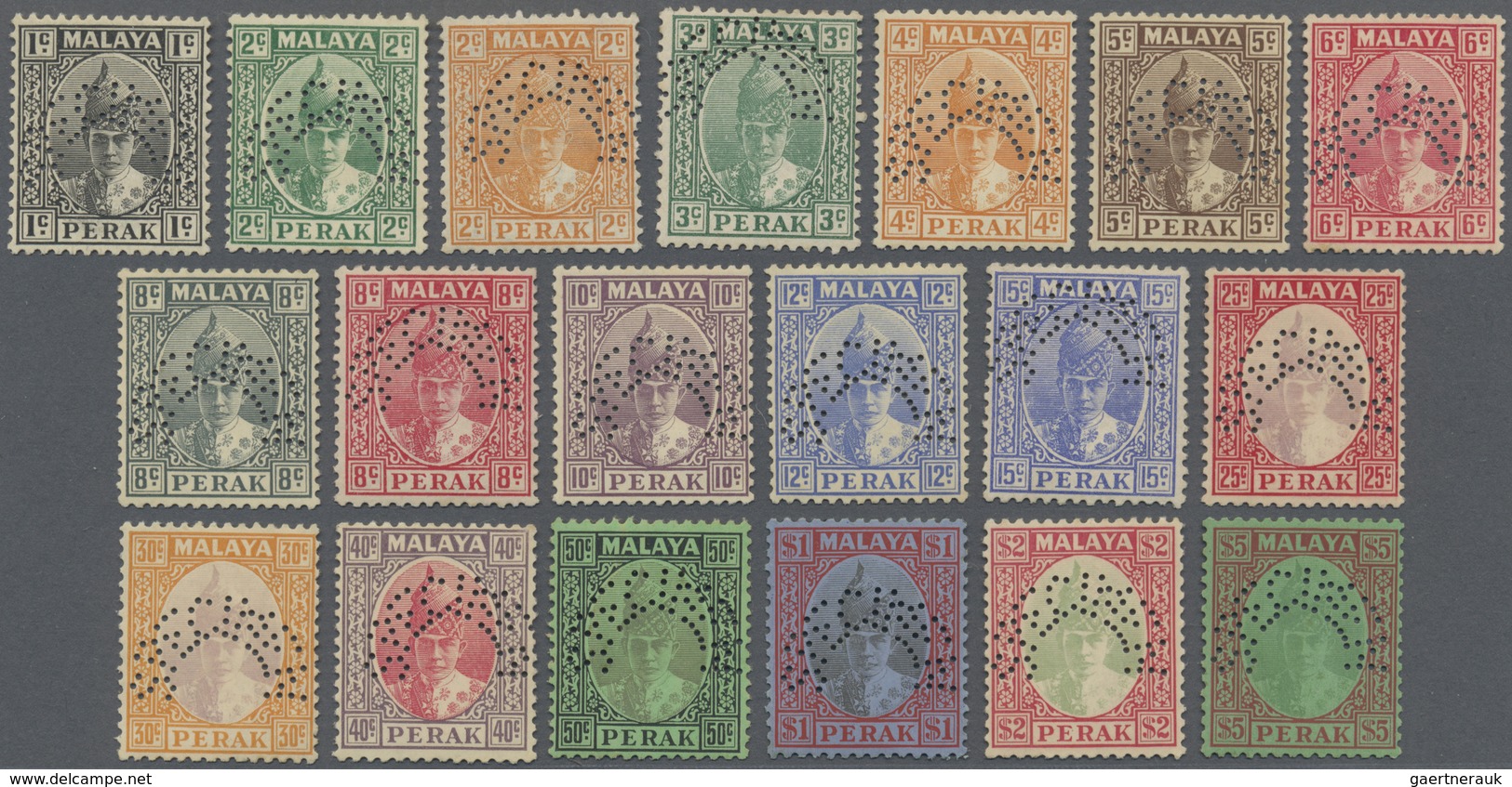 **/* Malaiische Staaten - Perak: 1938/1941, Sultan Iskander Definitives Complete Set Of 19 Perforated SPE - Perak