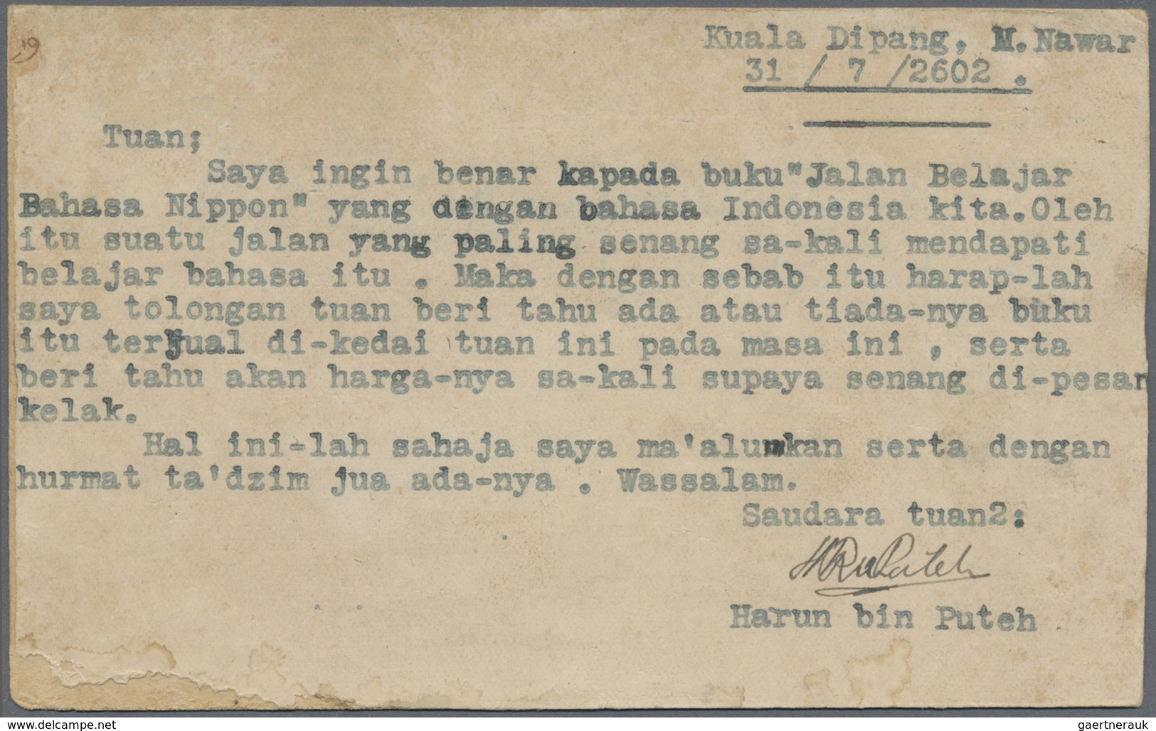 GA Malaiische Staaten - Perak: General Issues, Used In Perak, 1942, Negri Sembilan Stationery Card 2 C. - Perak