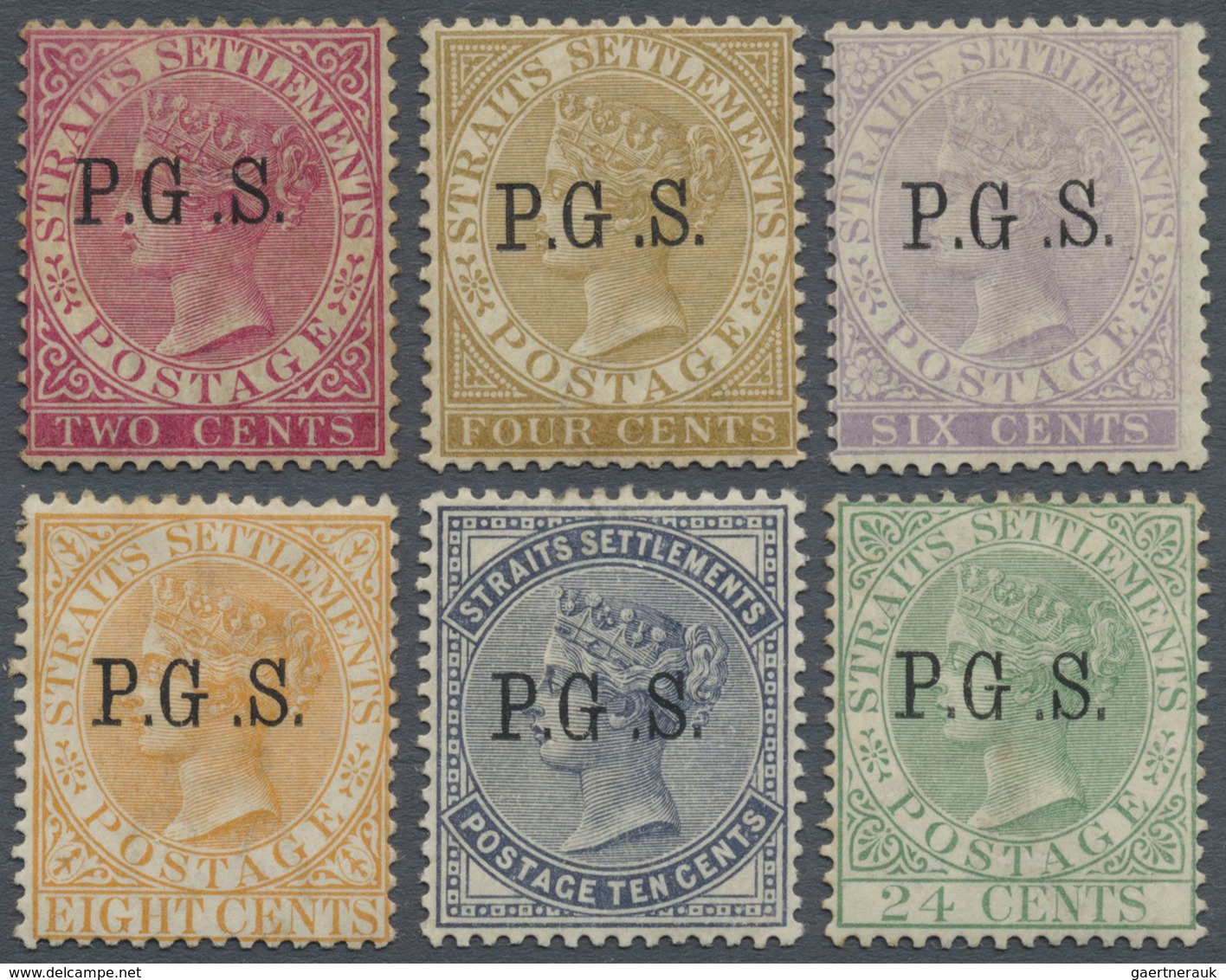 * Malaiische Staaten - Perak-Dienstmarken: 1889 Short Set Of Six Different Stamps Optd. "P.G. S." And - Perak