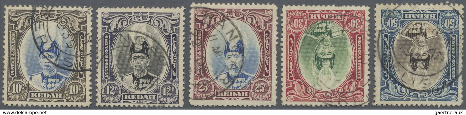 O Malaiische Staaten - Perlis: KEDAH USED IN PERLIS: 1937, Sultan Abdul Hamid Halimshah Five Different - Perlis