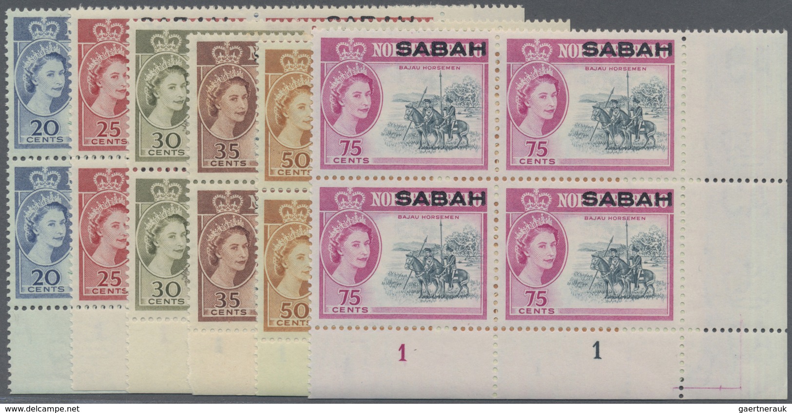 ** Malaiische Staaten - Sabah: 1964, QEII Pictorial Definitives Of North Borneo Optd. 'SABAH' Complete - Sabah