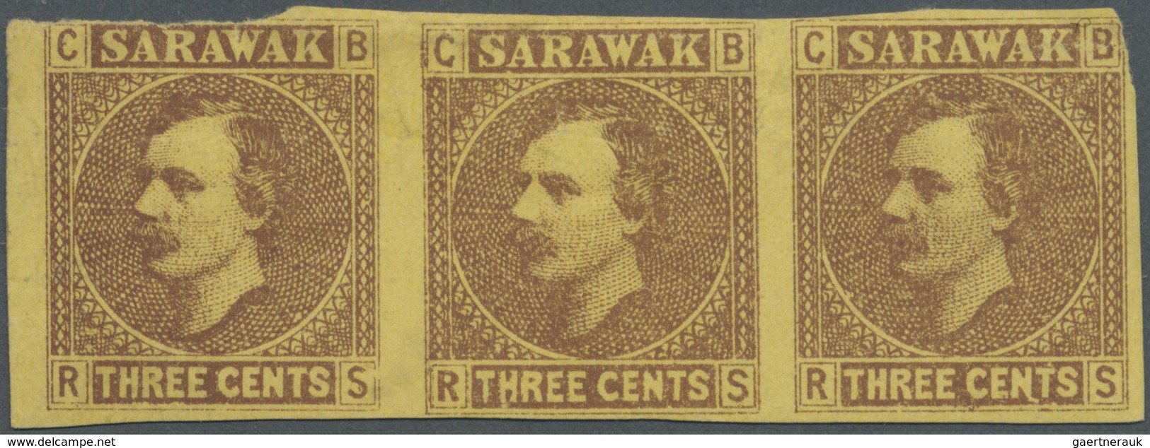 (*) Malaiische Staaten - Sarawak: 1871, Sir Charles Brooke 3c. Brown On Yellow In A Horizontal Imperfora - Other & Unclassified